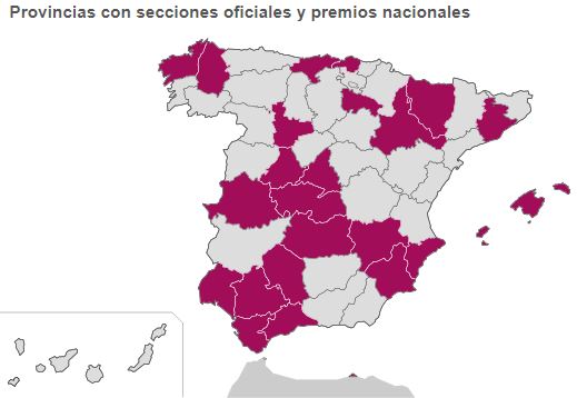 Provincias con secciones oficiales y premios